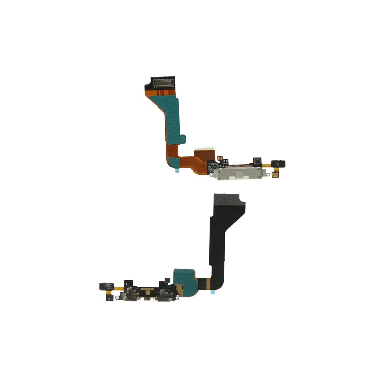 Dock Connector Charging Port Flex Cable for iPhone 4 4G (High Quality) - White