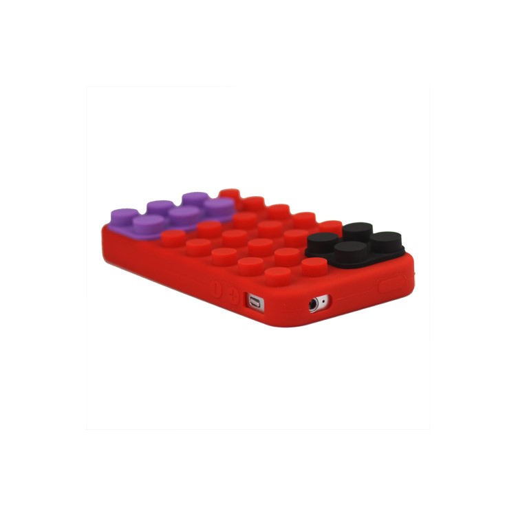 Building Block Silicone Case for iPhone 4 4S - Red