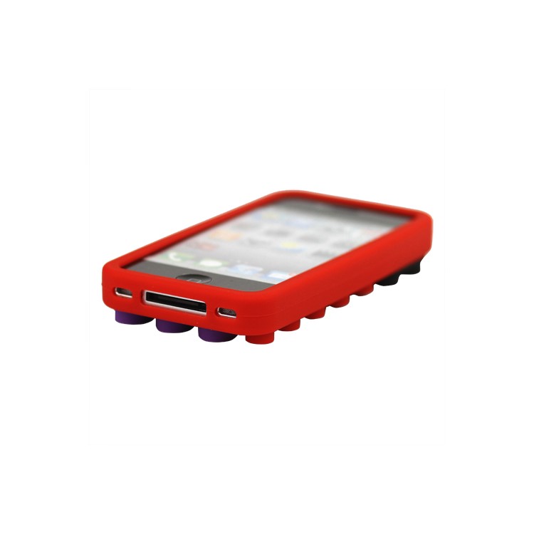 Building Block Silicone Case for iPhone 4 4S - Red