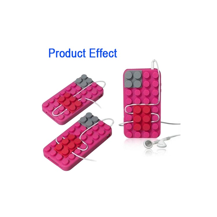 Building Block Silicone Case for iPhone 4 4S - Red