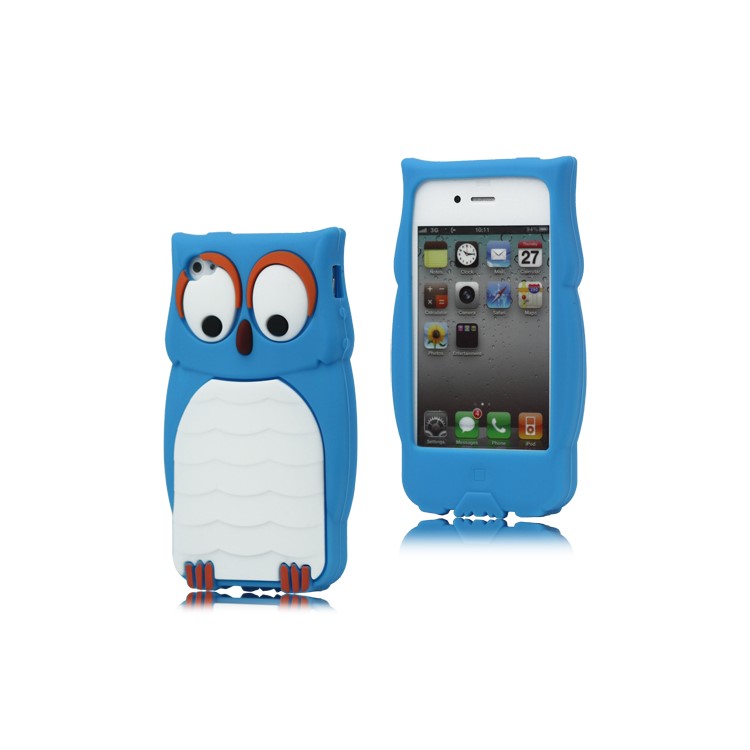 Likable Owl Designs Silicone Cover for iPhone 4 4S - Blue