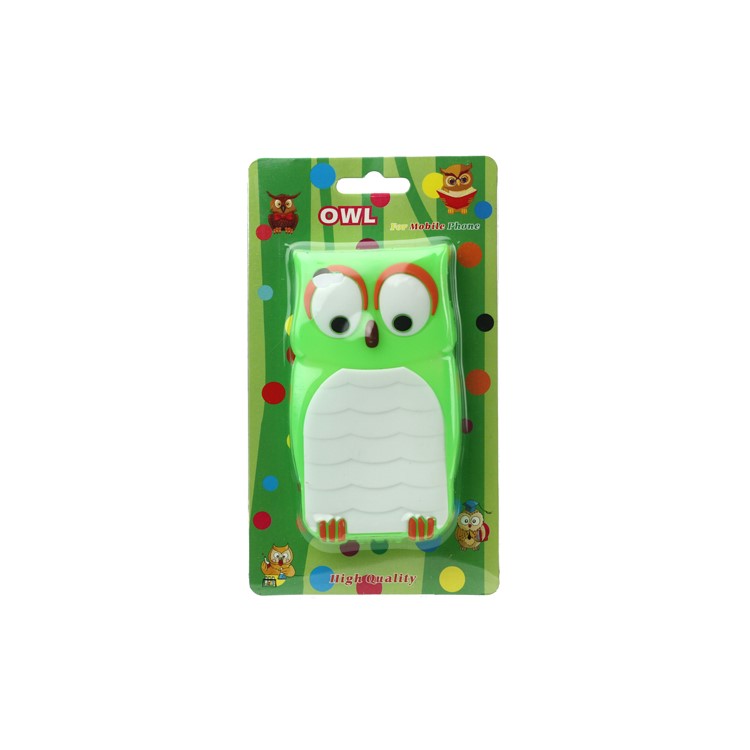iPhone 4 4S Likable Owl Designs Silicone Skin Cover Case - Green