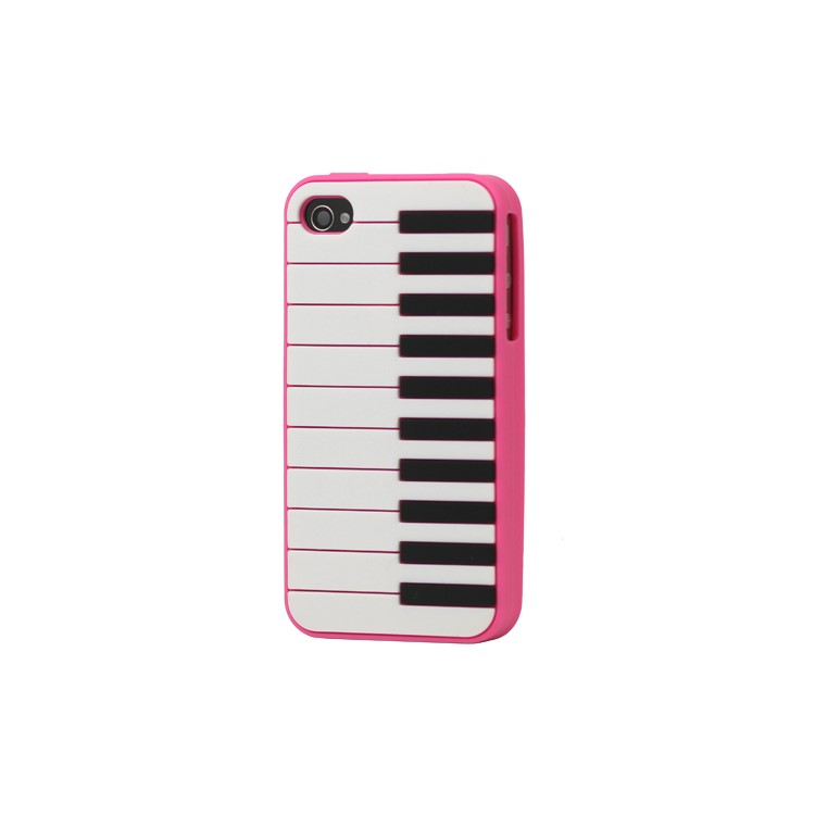 Stylish Piano Silicone Skin Case Cover for iPhone 4 4S - Rose