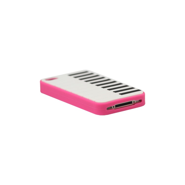 Stylish Piano Silicone Skin Case Cover for iPhone 4 4S - Rose