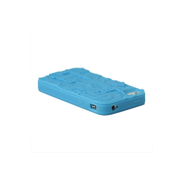 Retro 3D Castle Silicone Case Cover for iPhone 4 4S - Blue