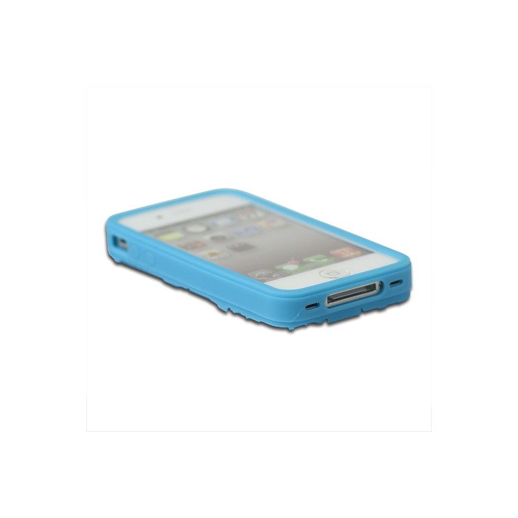 Retro 3D Castle Silicone Case Cover for iPhone 4 4S - Blue