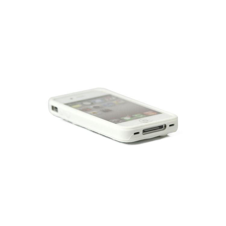 3D Flowers Silicone Skin Cover for iPhone 4 4S - White
