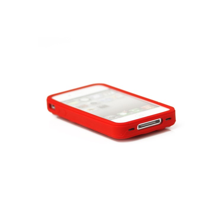 3D Flowers Silicone Case Cover for iPhone 4 4S - Red