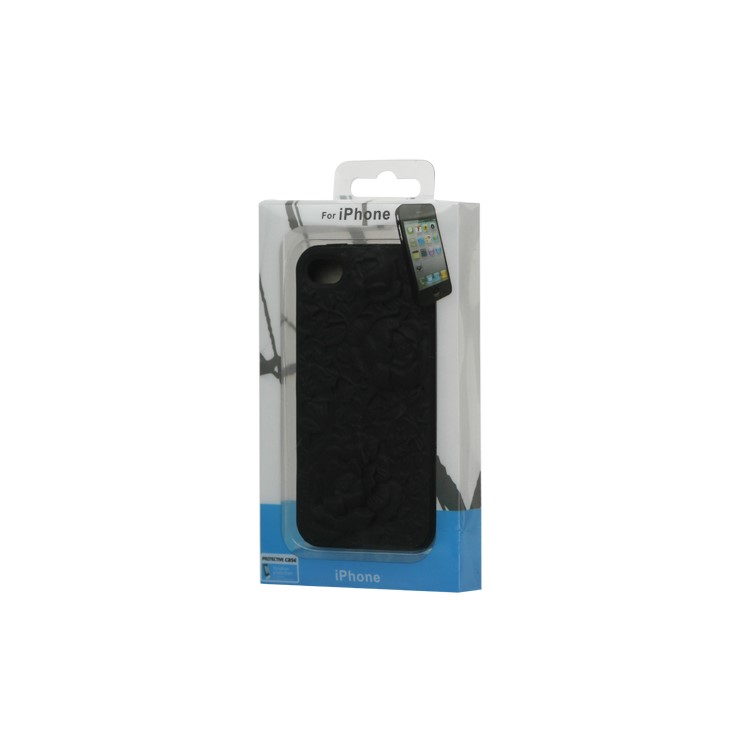 Flowers Silicone Cover Case 3D for iPhone 4 4S - Black