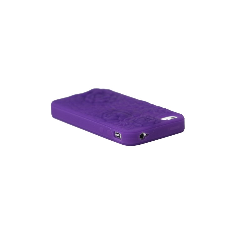 3D Flowers Silicone Case for iPhone 4 4S - Purple