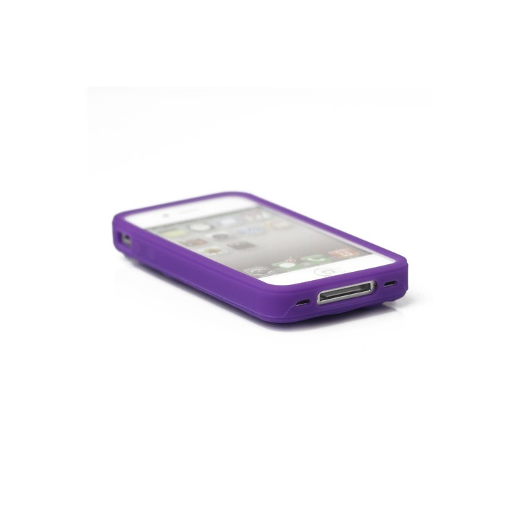 3D Flowers Silicone Case for iPhone 4 4S - Purple
