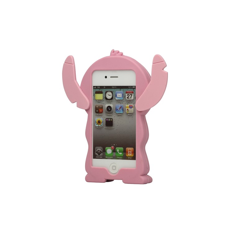 3D Endearing Stitch Silicone Case for iPhone 4 4S - Pink