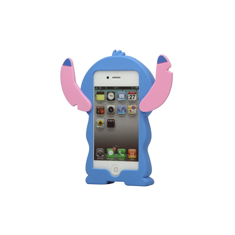 3D Endearing Stitch Silicone Case for iPhone 4 4S - Blue