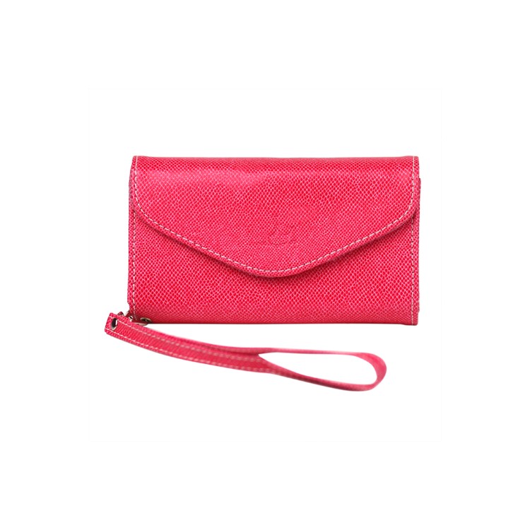 Wallet with Wrist Strap Leather Case for iPhone 4 4S Samsung i9100 etc - Rose