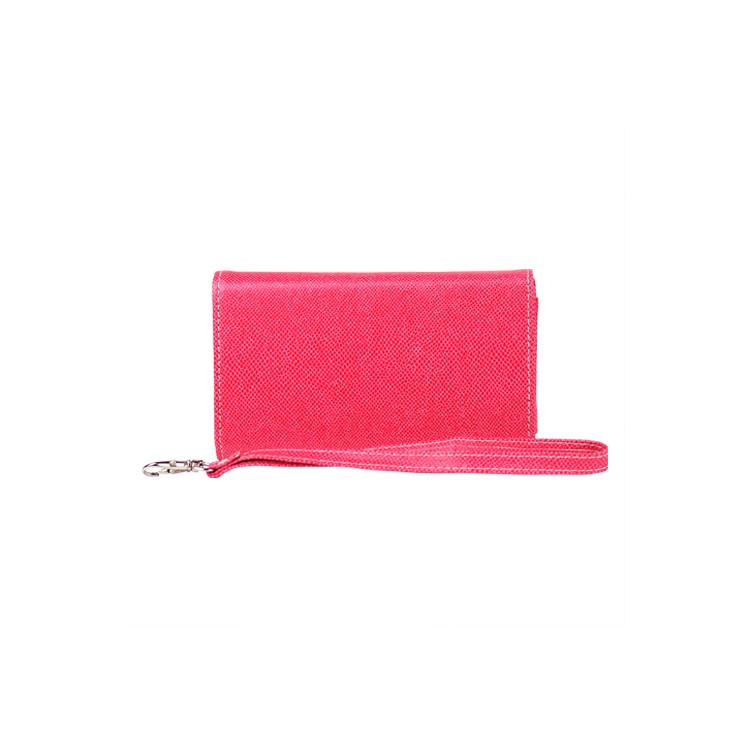 Wallet with Wrist Strap Leather Case for iPhone 4 4S Samsung i9100 etc - Rose