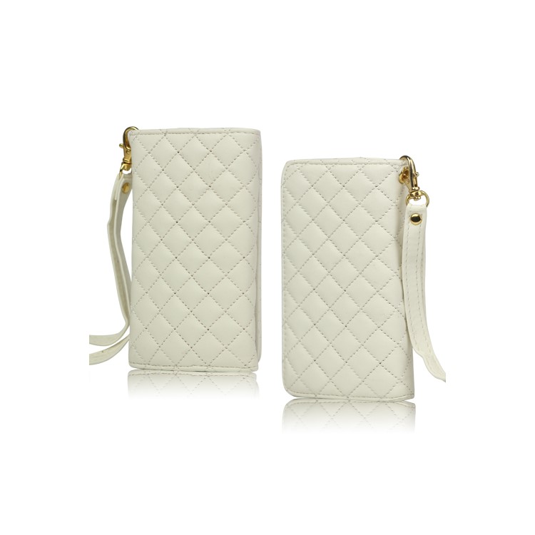 Grid Leather Case Cover for iPhone 4S 4 HTC One V Samsung S5690 Galaxy Xcover - White