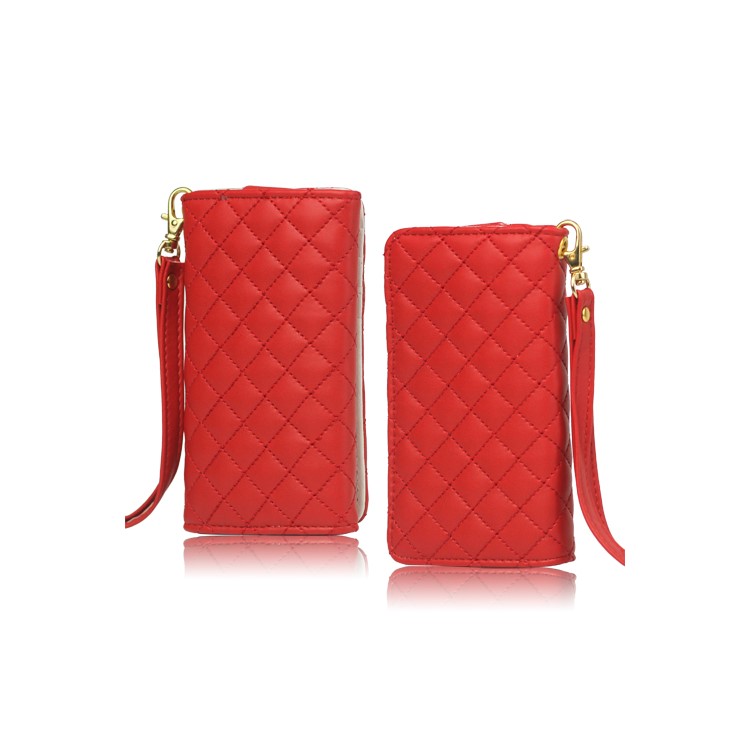 Grid Leather Case Cover for iPhone 4S 4 HTC One V Samsung S5690 Galaxy Xcover - Red