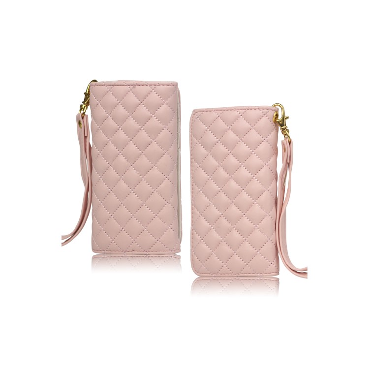 Grid Leather Case Cover for iPhone 4S 4 HTC One V Samsung S5690 Galaxy Xcover - Pink