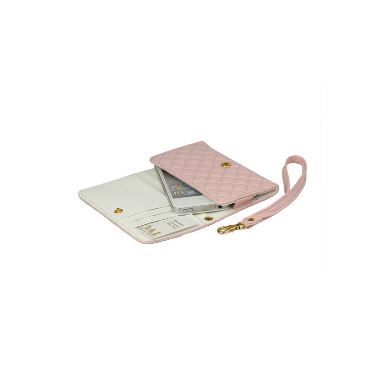 Grid Leather Case Cover for iPhone 4S 4 HTC One V Samsung S5690 Galaxy Xcover - Pink