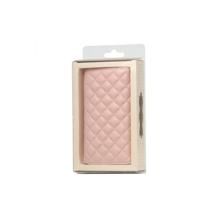 Grid Leather Case Cover for iPhone 4S 4 HTC One V Samsung S5690 Galaxy Xcover - Pink