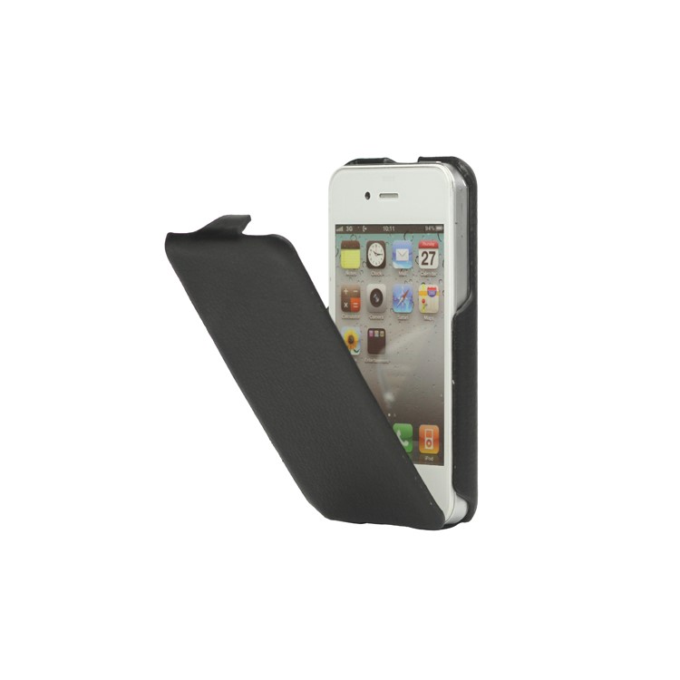 Slim Leather Case Cover for iPhone 4 4S - Black
