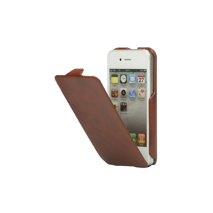 Slim Leather Case Cover for iPhone 4 4S - Coffee