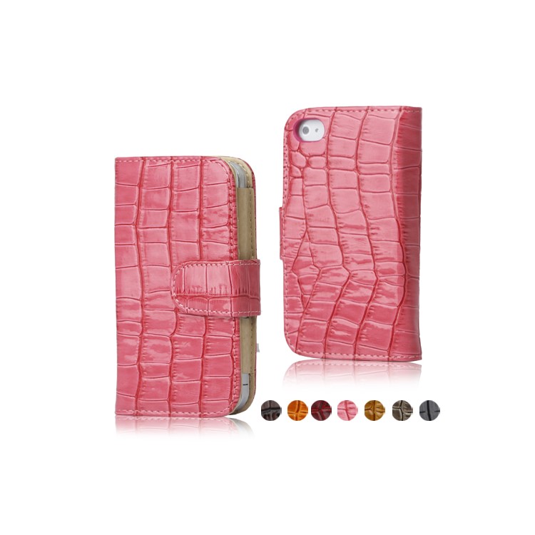Crocodile Wallet Leather Flip Case Cover for iPhone 4 4S