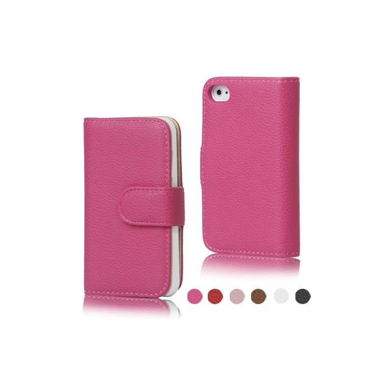 Lychee Magnetic Wallet Leather Case Cover for iPhone 4 4S