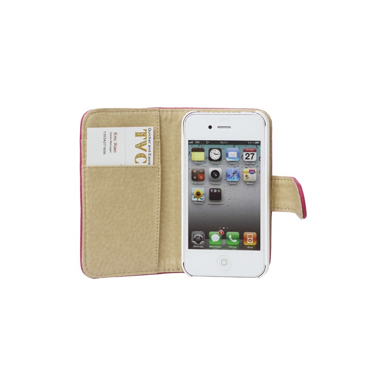 Lychee Magnetic Wallet Leather Case Cover for iPhone 4 4S