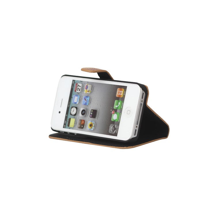 World Map iPhone 4 4S Flip Leather Wallet Case Cover - Brown