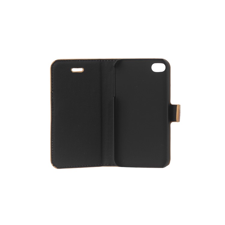 World Map iPhone 4 4S Flip Leather Wallet Case Cover - Brown