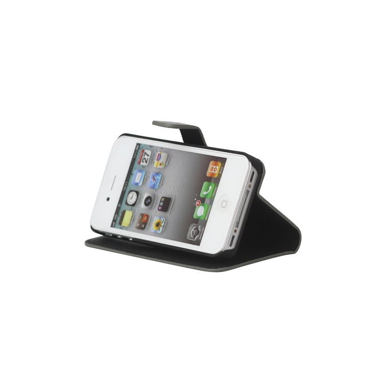 World Map iPhone 4 4S Flip Leather Wallet Case Cover - Grey