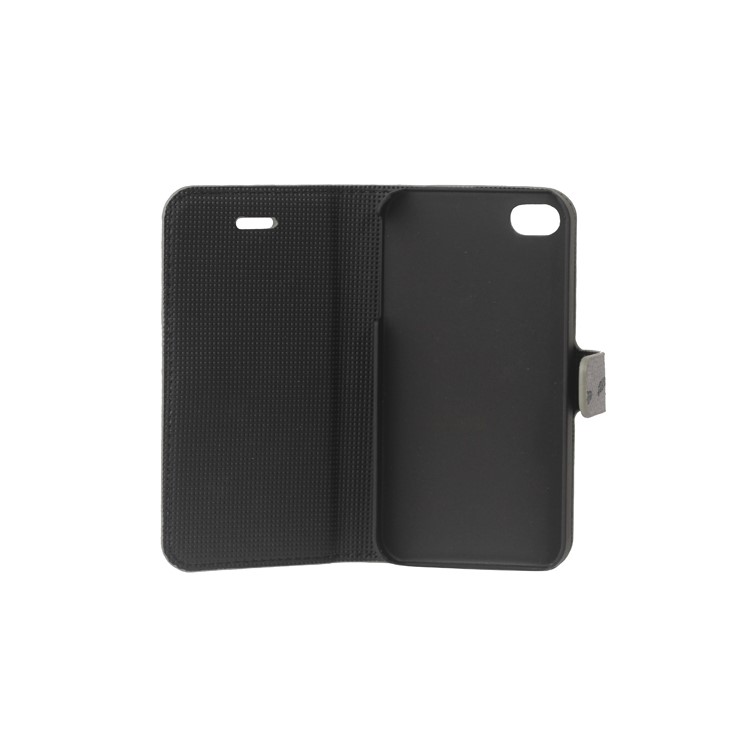 World Map iPhone 4 4S Flip Leather Wallet Case Cover - Grey