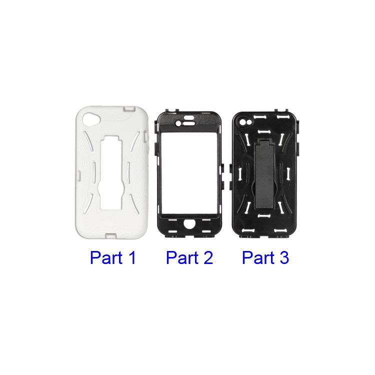 Snap-on Defender Stand Case for iPhone 4 4S - White