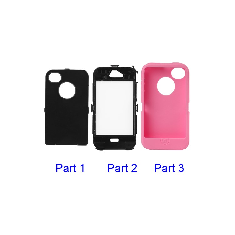 Detachable Defender Case for iPhone 4 4S - Black / Pink