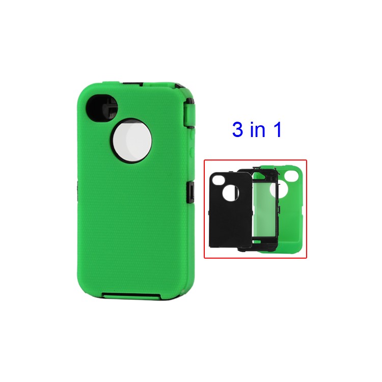 Detachable Defender Case for iPhone 4 4S - Black / Green