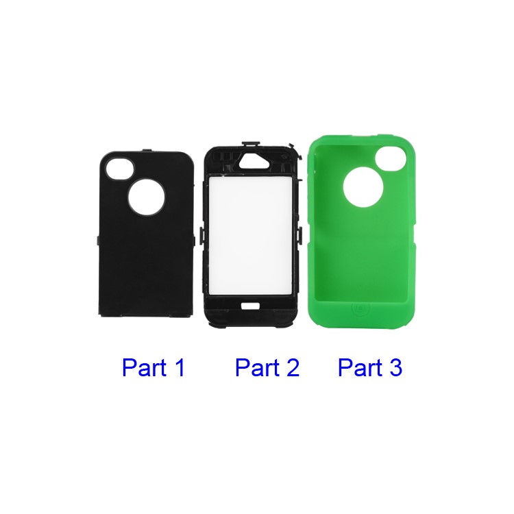 Detachable Defender Case for iPhone 4 4S - Black / Green