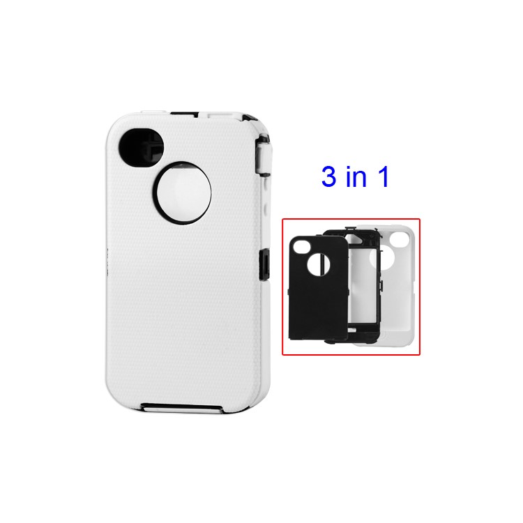 Detachable Defender Case for iPhone 4 4S - Black / White