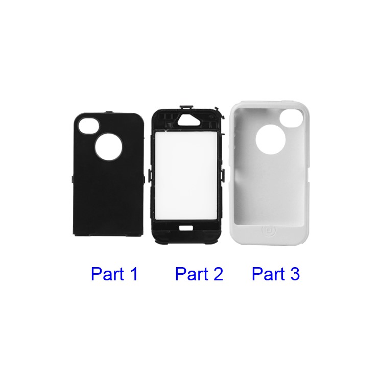 Detachable Defender Case for iPhone 4 4S - Black / White