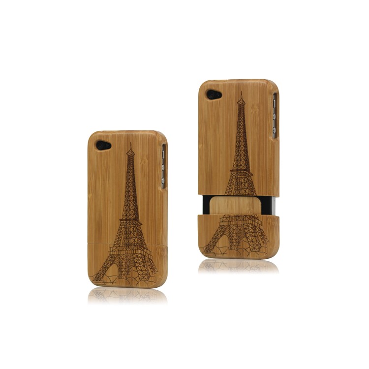 Eiffel Tower Carved Snap-on Natural Wood Wooden Case for iPhone 4 4S
