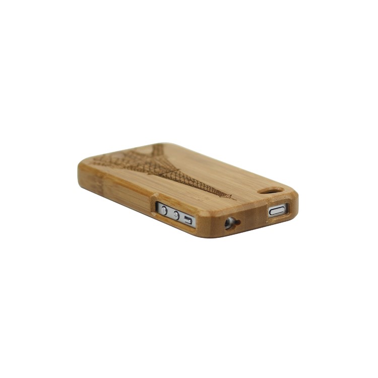Eiffel Tower Carved Snap-on Natural Wood Wooden Case for iPhone 4 4S