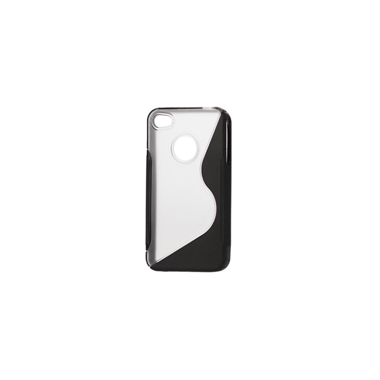 S-Shape PC & TPU Case for iPhone 4 4S - Black