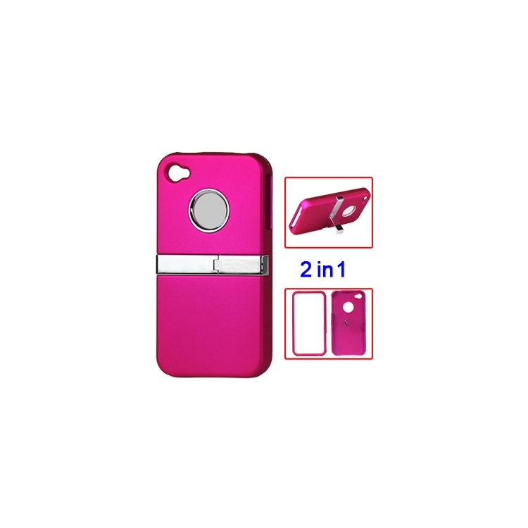 Snap-on Frosted Stand Hard Case for iPhone 4 4S - Rose