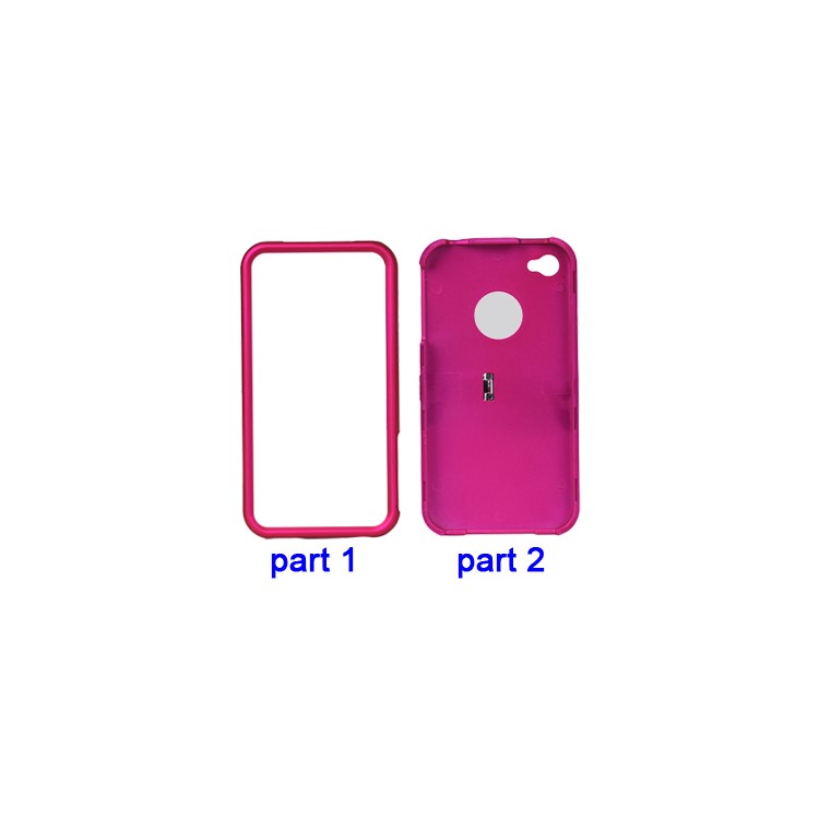 Snap-on Frosted Stand Hard Case for iPhone 4 4S - Rose