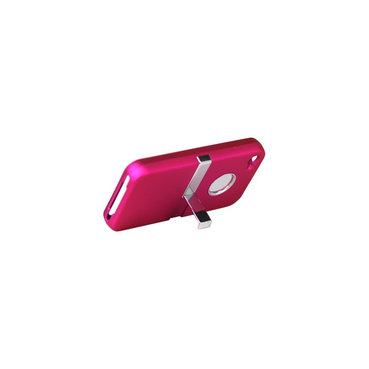 Snap-on Frosted Stand Hard Case for iPhone 4 4S - Rose