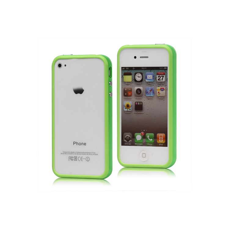 TPU & Plastic Hybrid Bumper Frame Case for iPhone 4 4S - Green