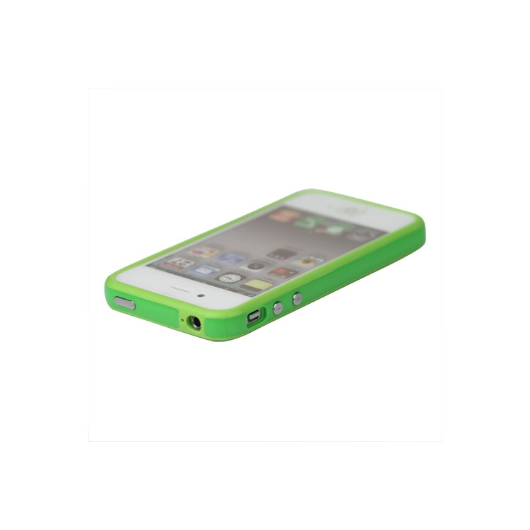 TPU & Plastic Hybrid Bumper Frame Case for iPhone 4 4S - Green
