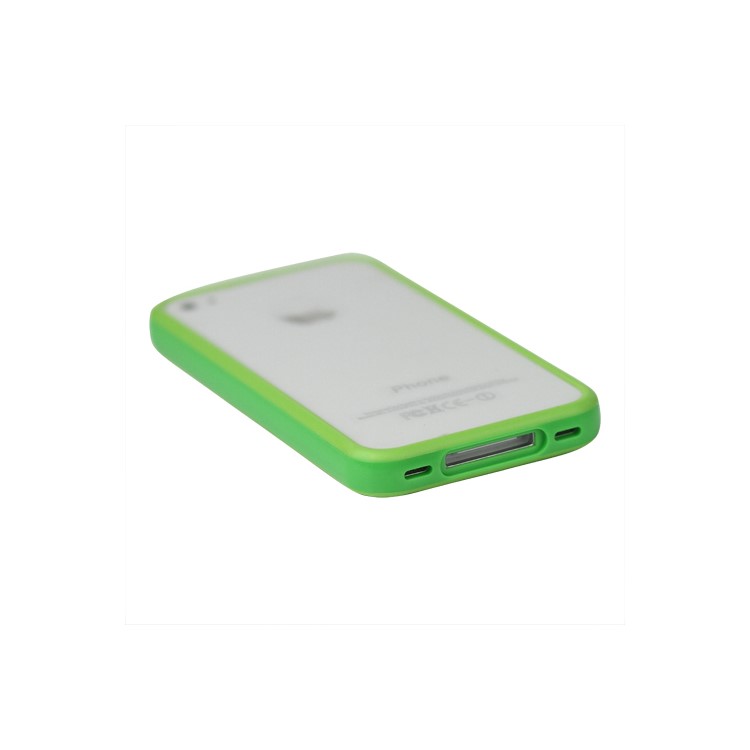 TPU & Plastic Hybrid Bumper Frame Case for iPhone 4 4S - Green