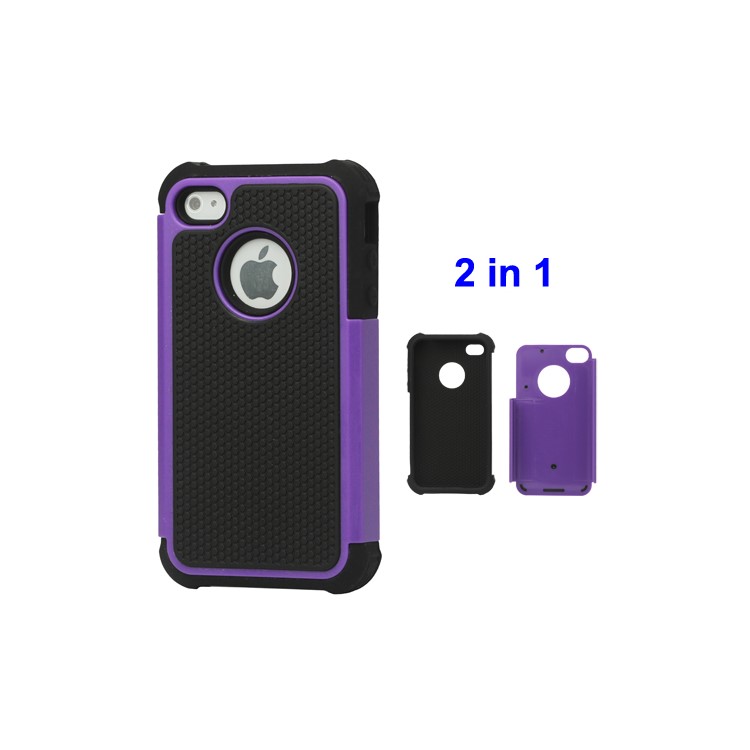 Grainy Defender Case Cover for iPhone 4 4S - Purple