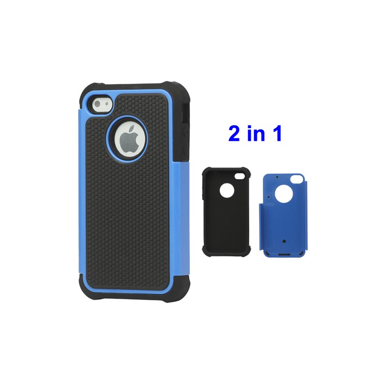 Grainy Defender Case Cover for iPhone 4 4S - Blue